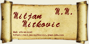 Miljan Mitković vizit kartica